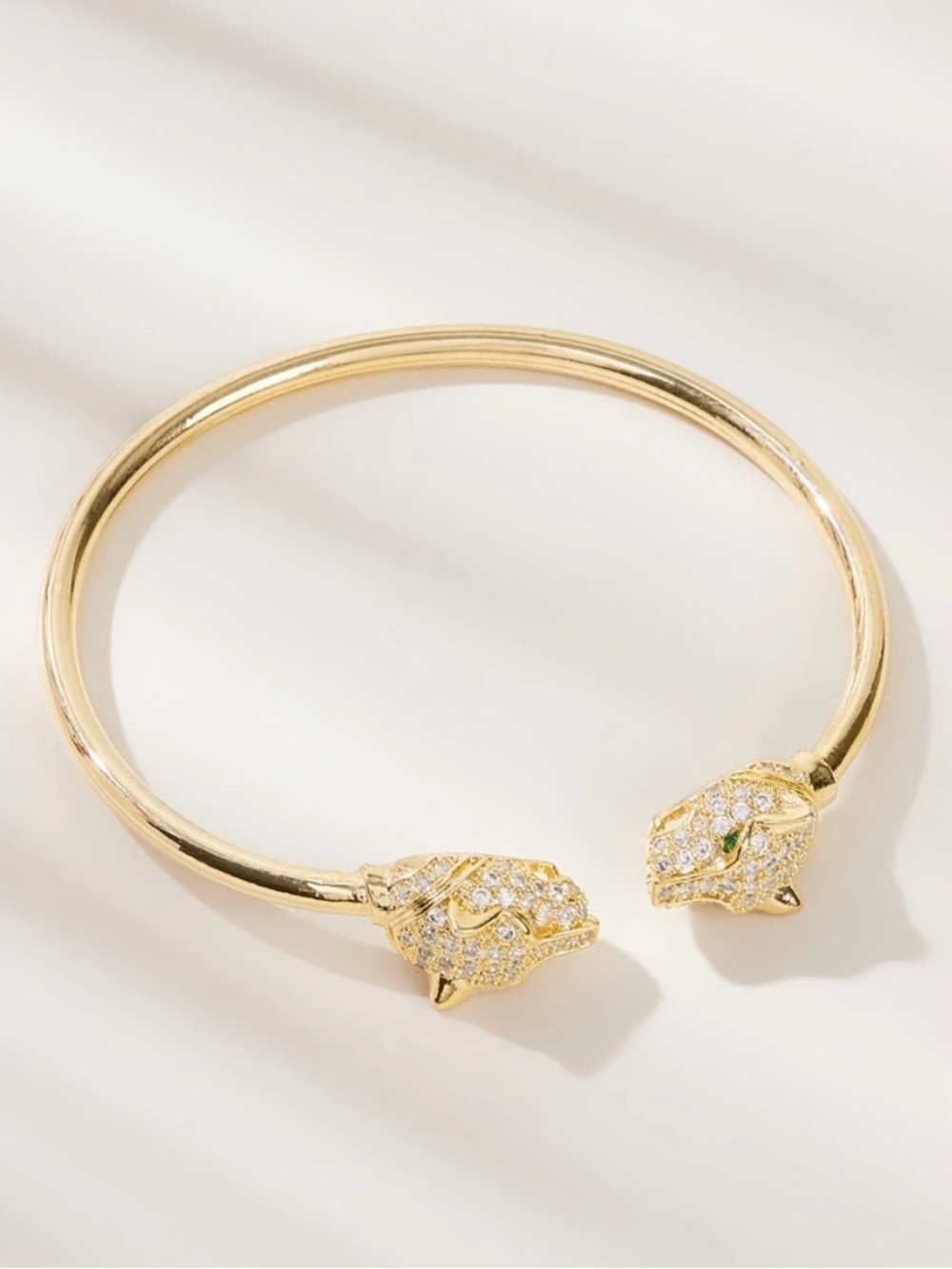 New Golden Dual Leopard Cuff Bangle Bracelet - Picture 4 of 16